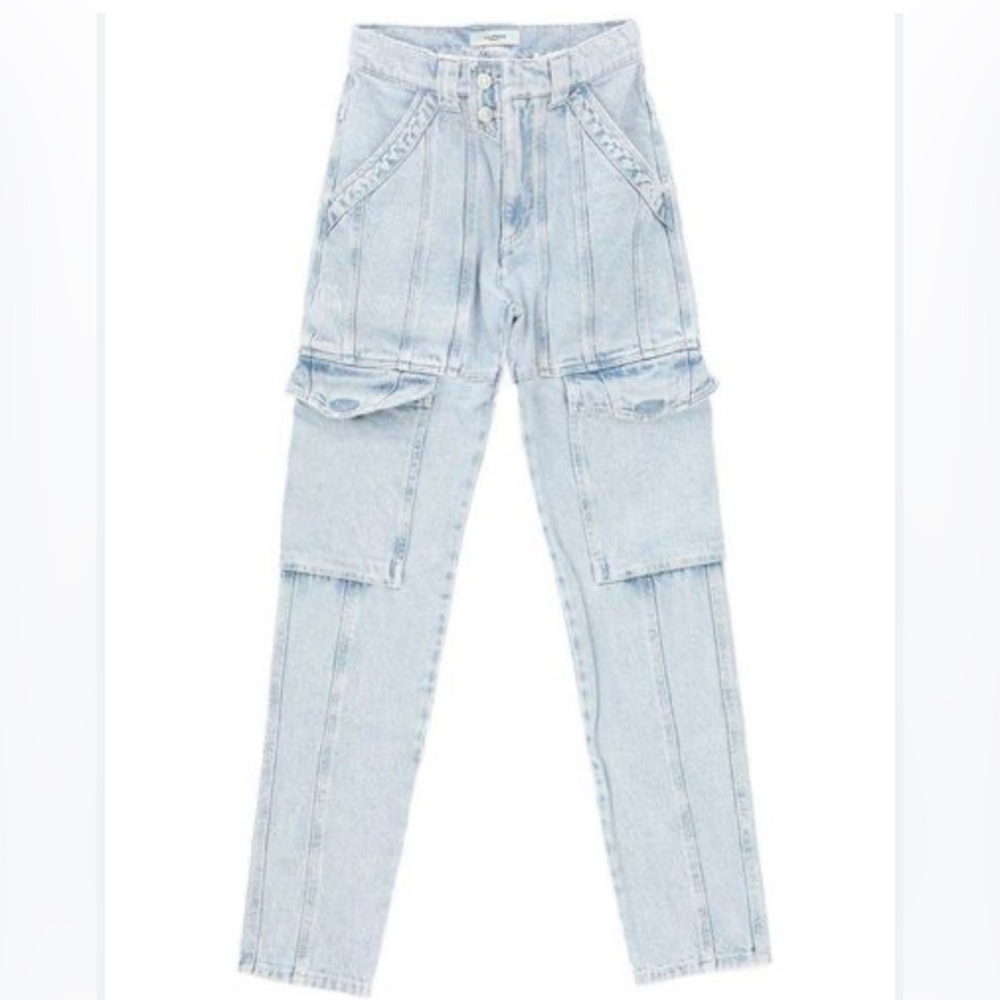 ISABEL MARANT ÉTOILE vayoneo cargo jeans light blue high waist straight size M